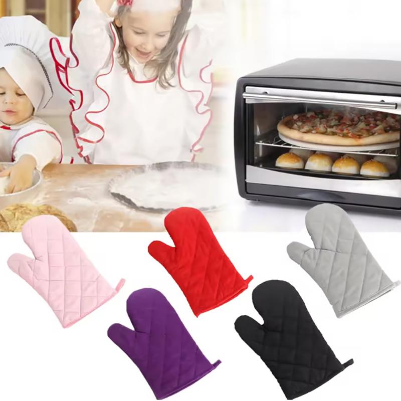 1Pcs Oven Mitts Heat Resistant Microwave Oven Glove Cotton Linen Baking Bbq Non-Slip Oven Mitts Kitchen Cooking Supplies Tools