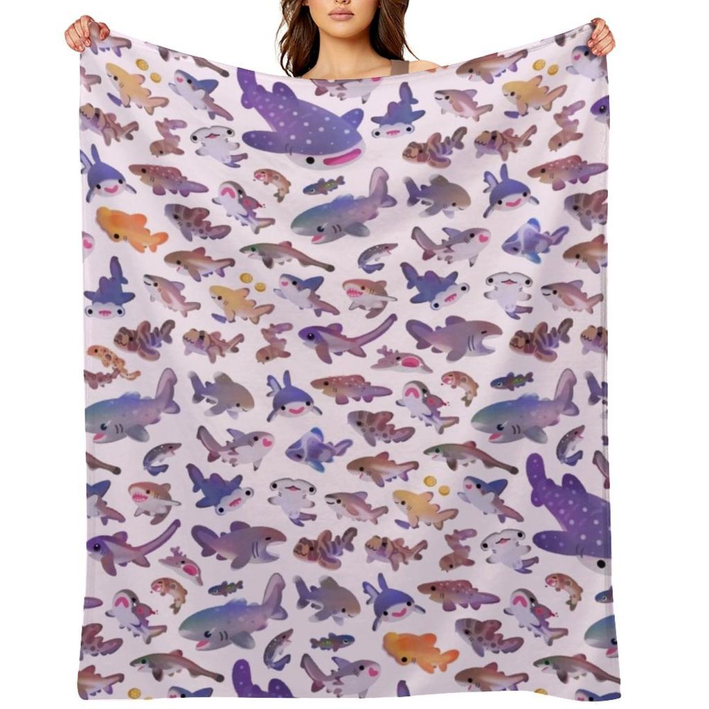 День акулы2 - название или версия с ярким фоном Плед Пушистый Декоративный для кроватей Плед для зимы Одеяла