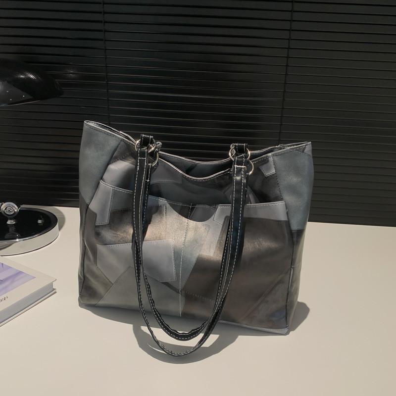 Fashionable Pu Tote Bag For Women In Cool Gray Blue And Brown Colors