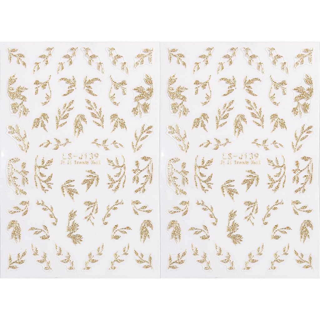 2pcs Leaf Nail Art Stickers Self Adhesive Autumn Leaves Patterns Waterproof DIY Manicure Decoration Beauty Tools for Women Girls