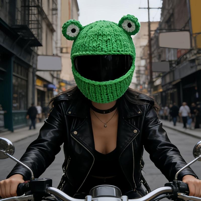 Cartoon Design Motorcycling Helmet Cover Soft Acrylic Knitting Cover For Full Face Helmet Unisex Accessory