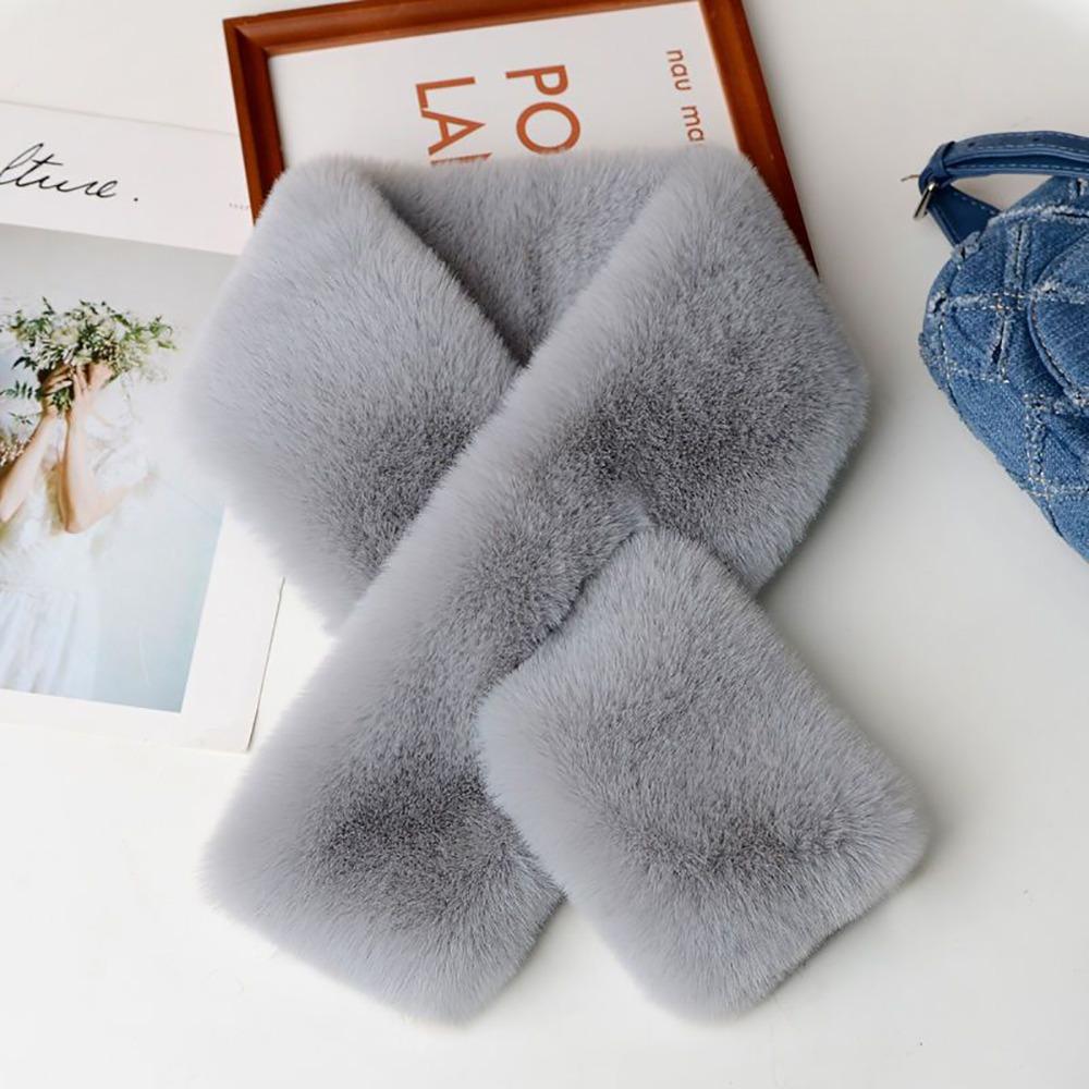 Искусственный кроличий мех шарф-крест однотонный шарф из искусственного кроличьего меха милая грелка для шеи женский