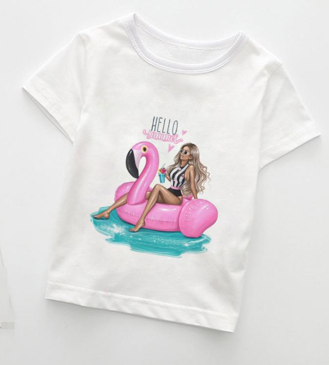 Summer Boys Kids Fashion Girl Tshirts Casual Wear Lovely Cozy Boys T Shirt Round Neck Polyester Fabric Girls Clothes