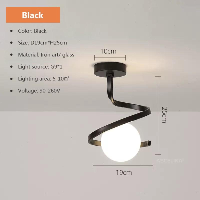 Современный стеклянный потолочный светильник в минималистском стиле с черным золотом и 1/2 головками для внутреннего освещения прихожей, прохода, балкона, прихожей, гардеробной