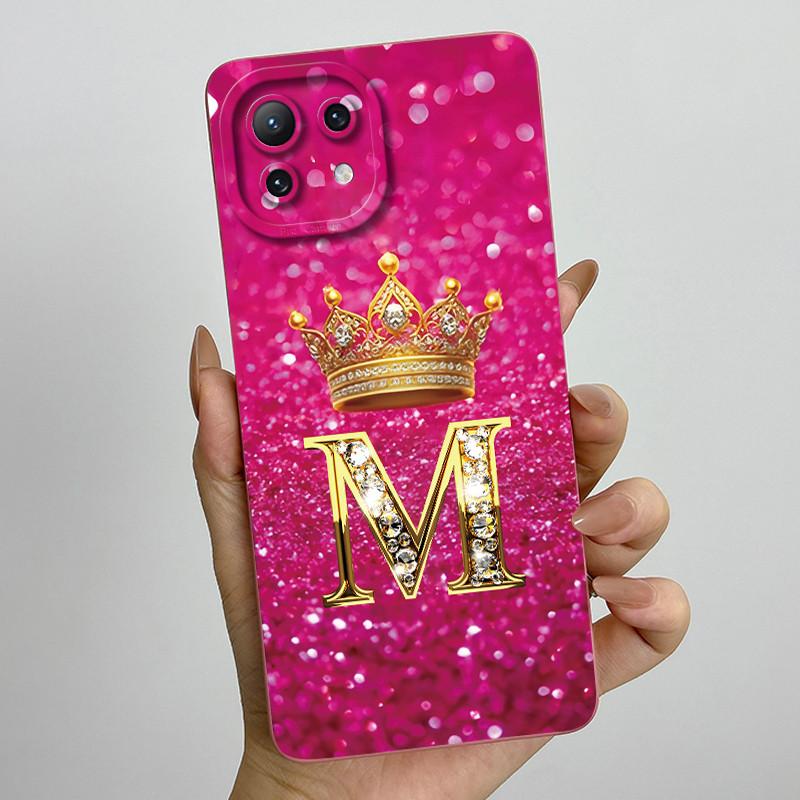 Для Xiaomi Mi 11 Lite / 11 Lite 5G / 11 Lite 5G NE Чехол для телефона с короной и начальной буквой для пары, мягкий силикон TPU, защитный корпус