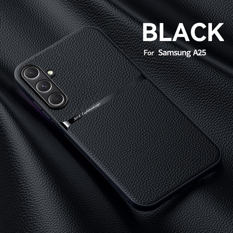Чехол для Samsung Galaxy A25 5G, роскошный кожаный противоударный мягкий чехол для телефона Samsung A25 25A A 25, автомобильный магнитный держатель, задняя крышка