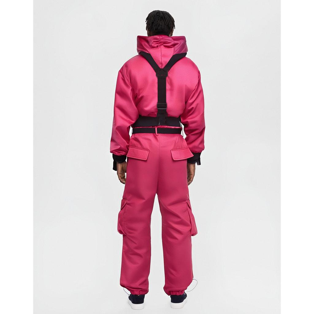 Adult Long Sleeved Solid Color Red Jumpsuit Cosplay Clothing