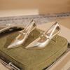 8869 [sheepskin] High Heels Women's Thin Heels 2025 New Pointed Temperament Light Mouth Hollow Silver Single Shoes