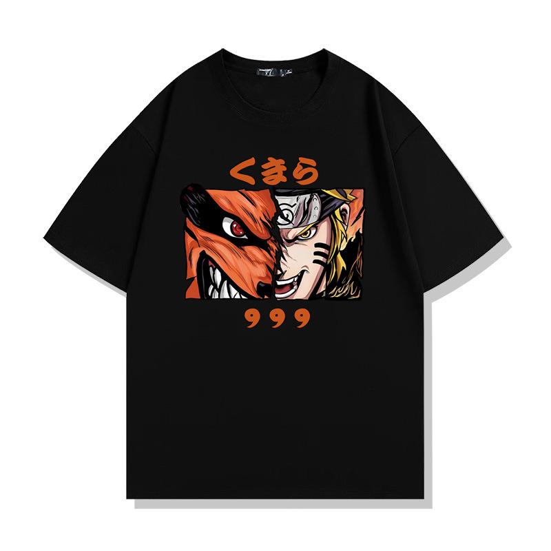 Naruto Uzumaki Print Unisexs and Womens cotton Tshirts 2026 summer Cartoon pattern Loose casual shortsleeved top
