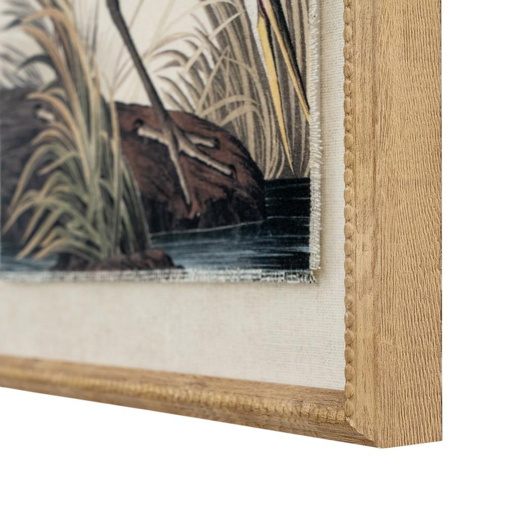Hill Interiors Flora & Fauna Collection Heron Beaded Linen Framed Wall Art