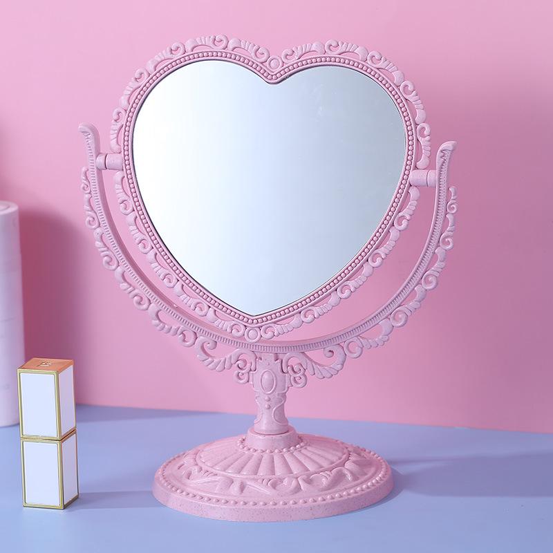European Retro Double-Sided Rotating Makeup Mirror - Large Desktop Vanity Mirror for Dormitories