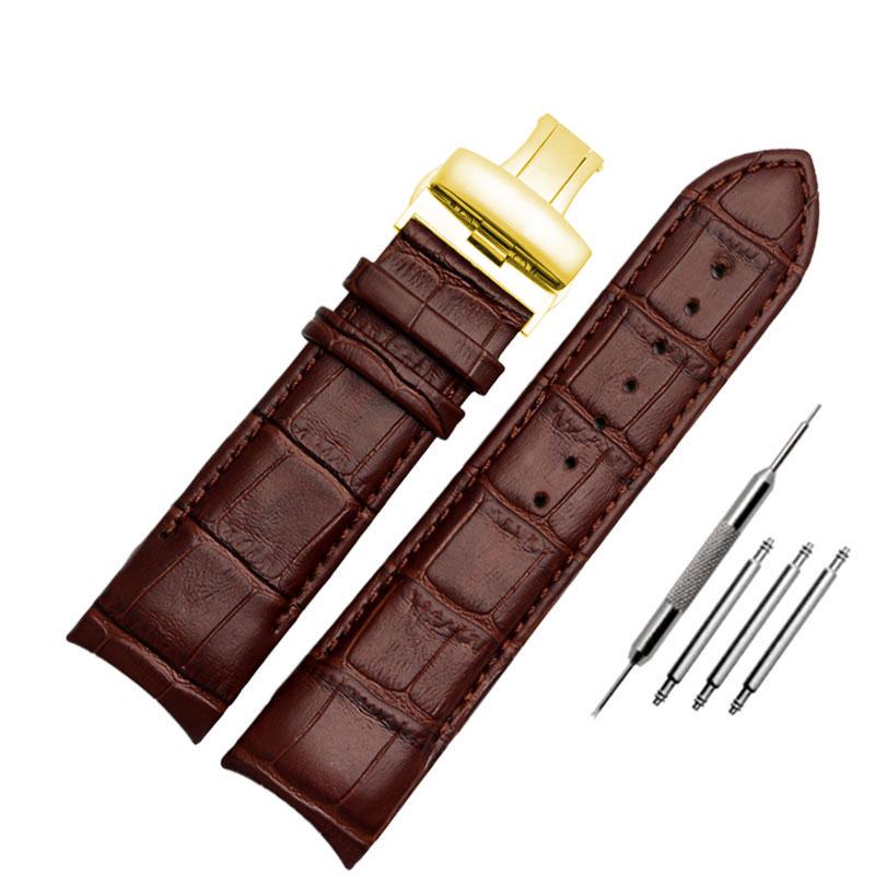 Ремешок для часов из натуральной кожи 22 мм, 23 мм, 24 мм для Tissot T035.407A T035.617A 627A, ремешок для часов, браслеты с пряжкой-бабочкой