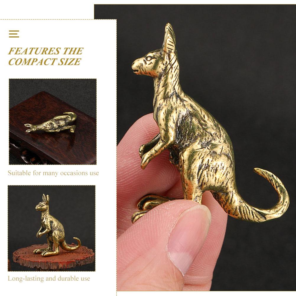 Маленькая статуэтка кенгуру, латунный орнамент, золотой декор, креативная настольная скульптура, винтажные игрушки