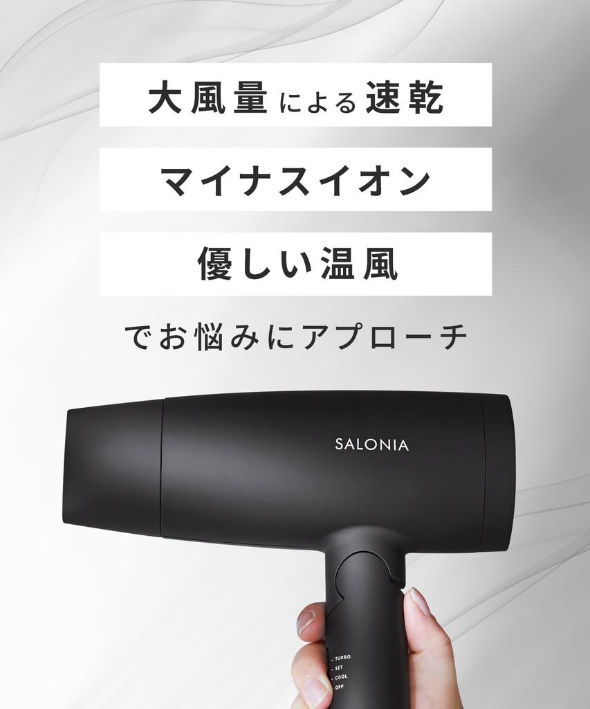 SALONIA Speedy Ion Hair Dryer, High Airflow, Fast Drying, Lightweight, Negative Ion Hair Dryer SL-013AGR, Gray [Amazon.co.jp Exclusive]