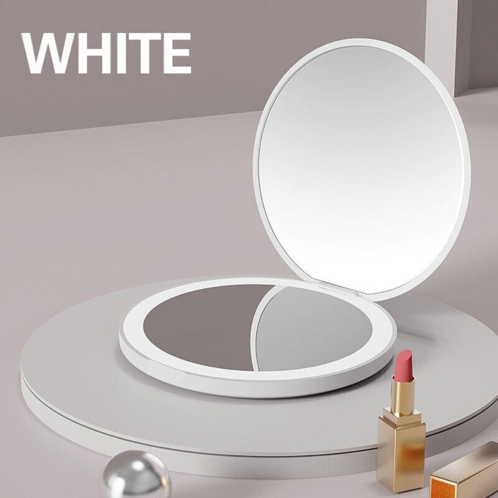 Round Fashion with USB Charge Led Light Cosmetics Tool 2X Magnifying Mirror Luminous Makeup Mirror