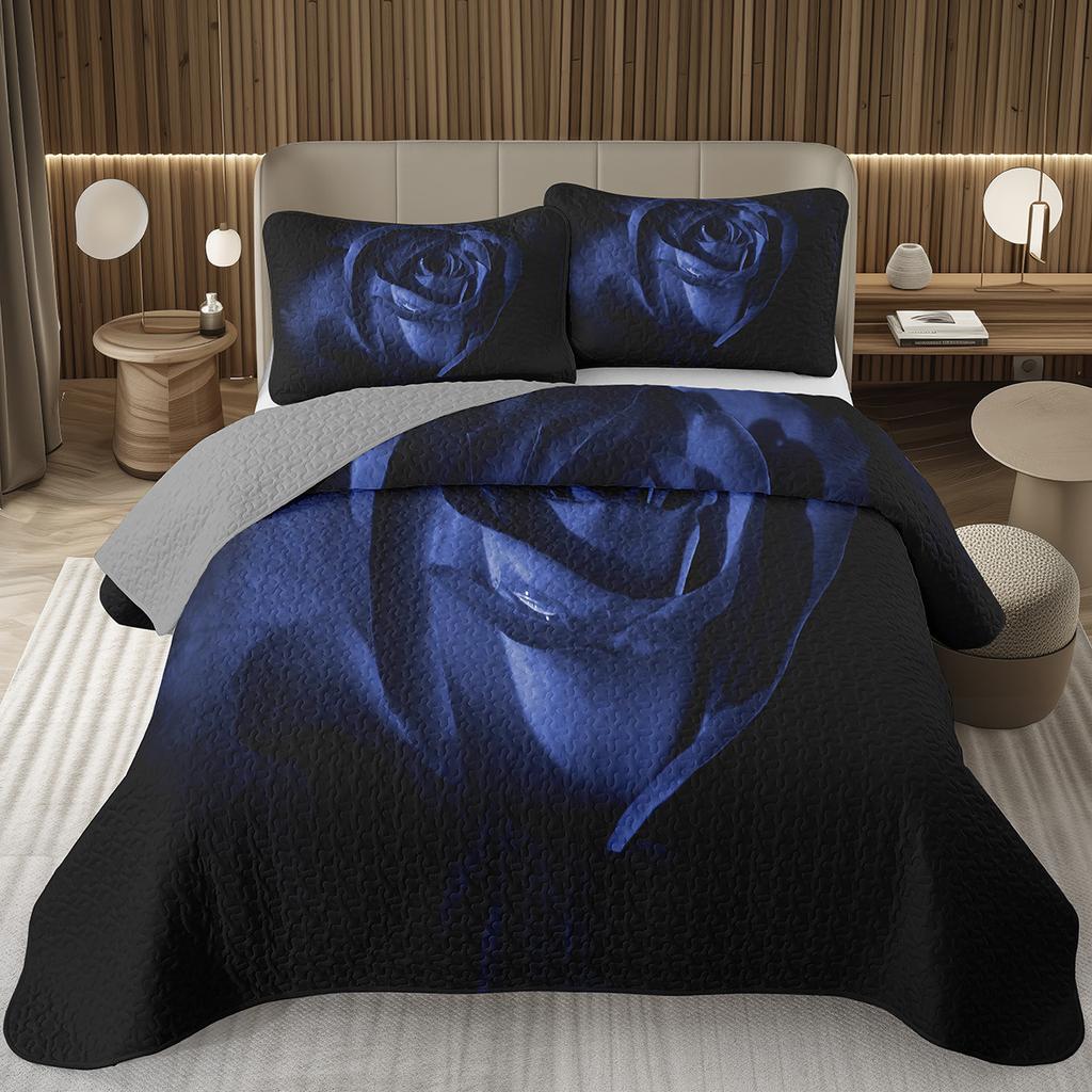 Романтическое покрывало с розами Квин/Кинг/Твин Ботаническое цветочное стеганое покрывало День святого Валентина Комплект стеганого постельного белья для девочек Женщин Декор комнаты
