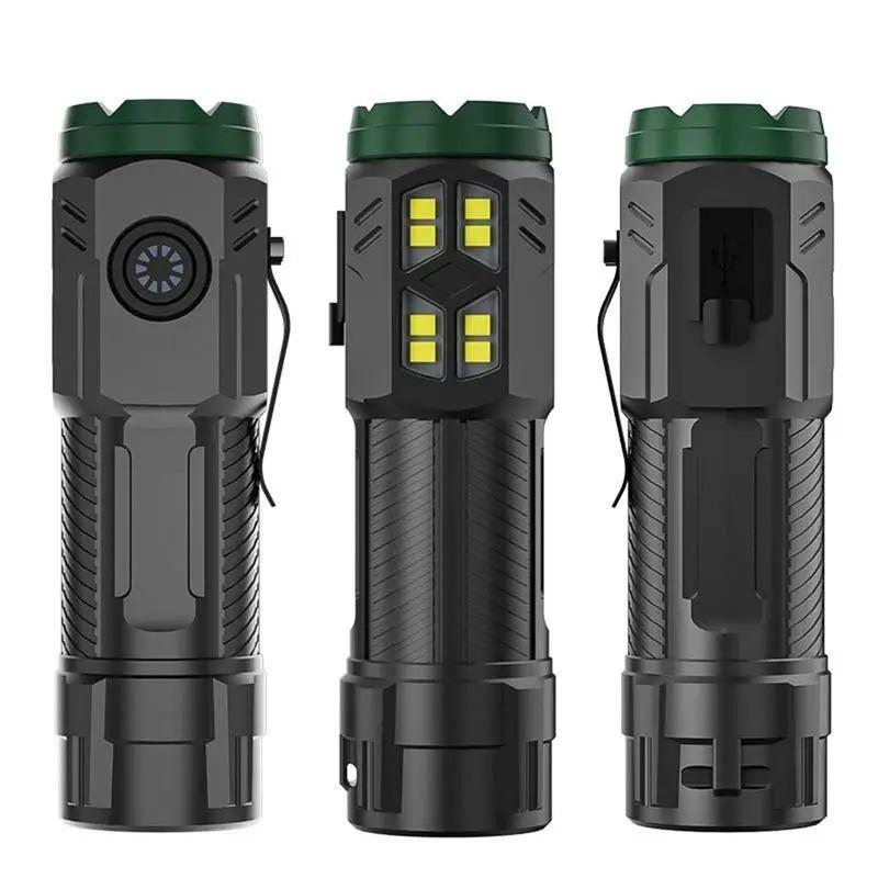 800 мАч Супер Яркий Фонарик Мини Водонепроницаемый Три Глаза Маленький Фонарик USB Прожектор Клипса на Кепку Свет Рыбалка Открытый Воздух Сильный Свет Портативный