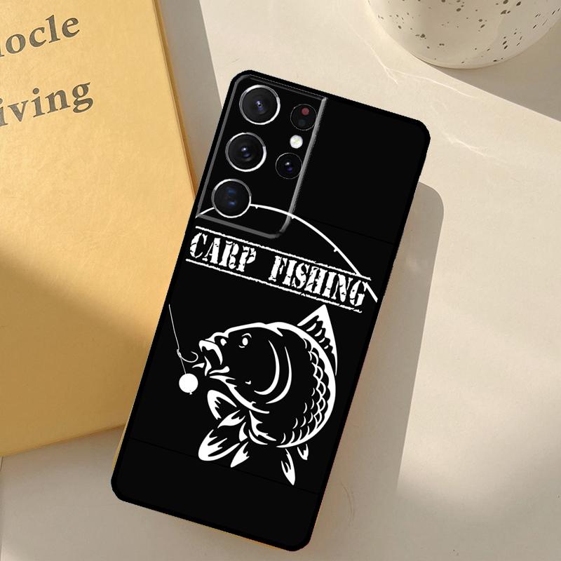 Carp Fish Fishing rod Hook Phone Case For Samsung Galaxy S23 S20 S21 S22 S24 S25 Ultra S9 S10 Plus S24 FE Cover Shell