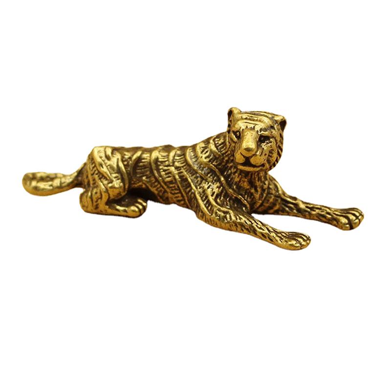 Tiger 3D Brass Casting Statue Mini Animal Metal Figurine Home Decor