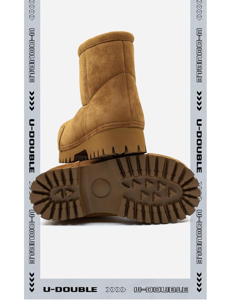 Зимние ботинки-дутики 2025 года с флисовой подкладкой, с нескользящей толстой подошвой, увеличивающие рост, модные, натягивающиеся.