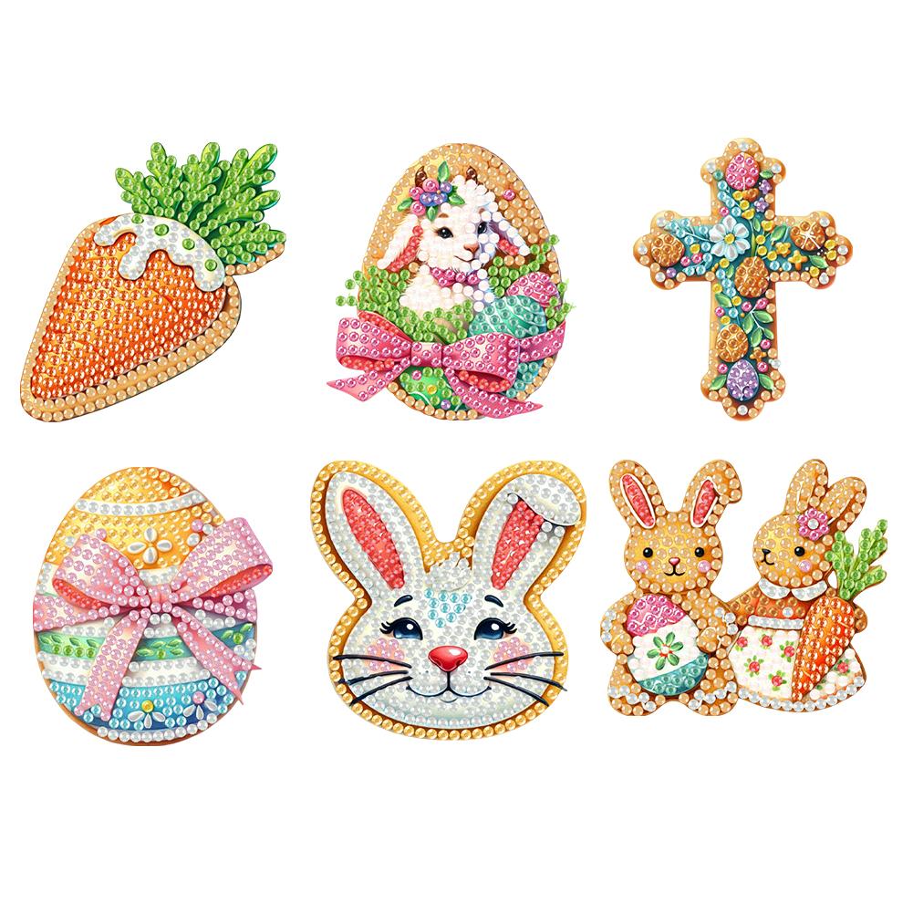 Easter Pattern Acrylic Diamond Art Refrigerator Magnet Diamond Painting Fridge Magnets Crystal Sparkling Diamond Magnets Set