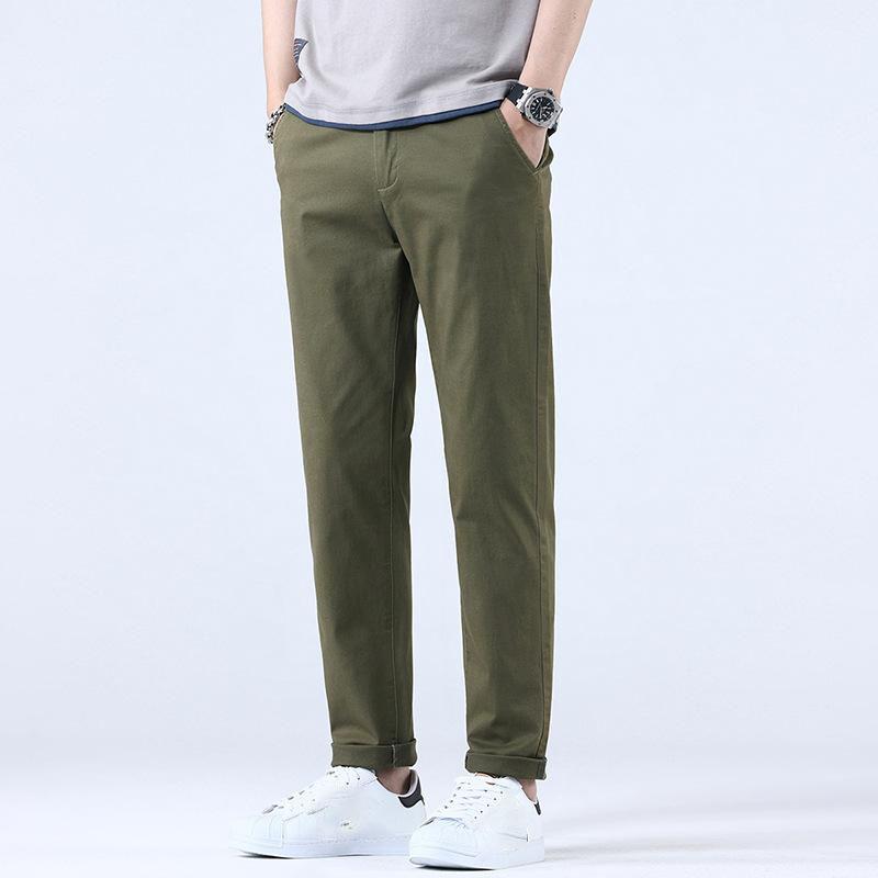 Дышащий хлопок Тонкий мягкий ткань мужские повседневные брюки мужские корейские летние брендовые спортивные рабочие прямые узкие брюки
