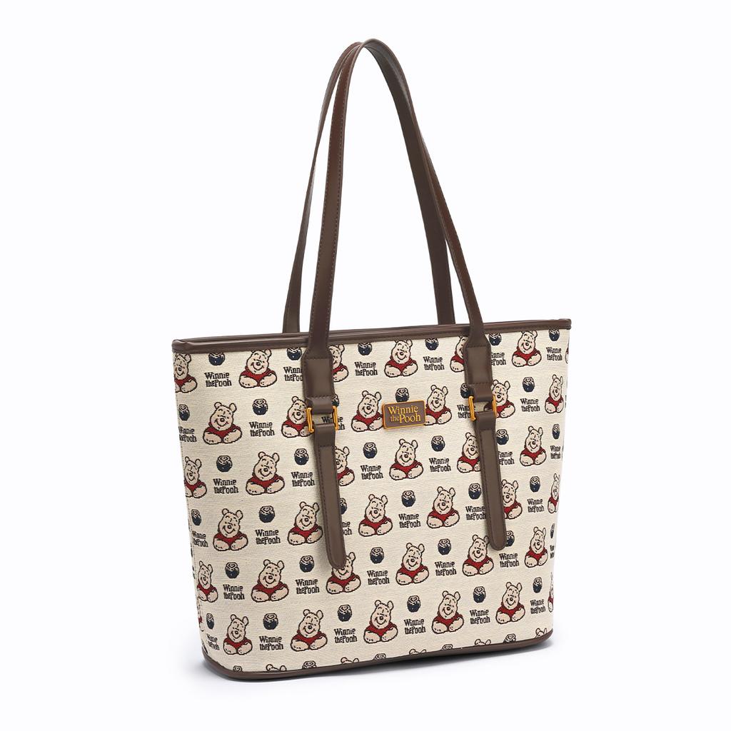 New Disney Winnie The Pooh Series PU Shoulder Bag Women's Ecru DHF23887-C