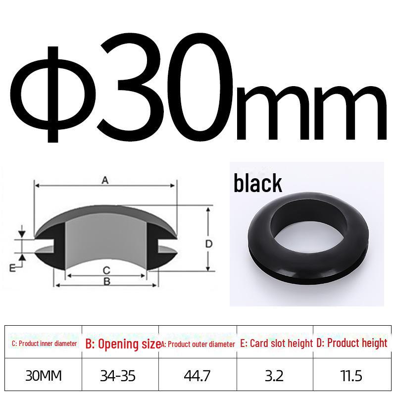 Черное двухстороннее резиновое защитное кольцо для провода