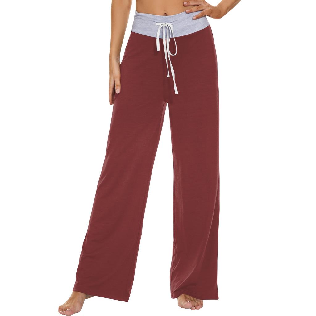 Women's Fashion Casual Comfortable Pajama Pants Printed Drawstring Wide Leg Pants Trousers