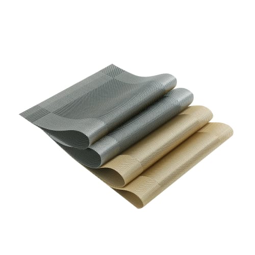 moleon Placemats, Gold & Silver (2 Colors/Set of 4) 30cm x 45cm (Water-Repellent/Washable) Christmas, Reversible, Nordic Modern, Stylish Table/Dining