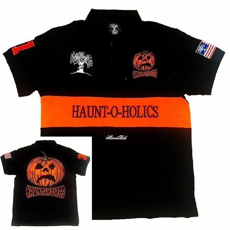 25024 short-sleeved retro loose leaf print polo shirt loose versatile high street pullover
