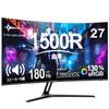 Minifire Monitor 27 Inch Curved Gaming Monitor 180Hz Refresh 1500R Curved Surface Speaker AMD FreeSync HDR Compatible Brightness Contrast Ratio VESA
