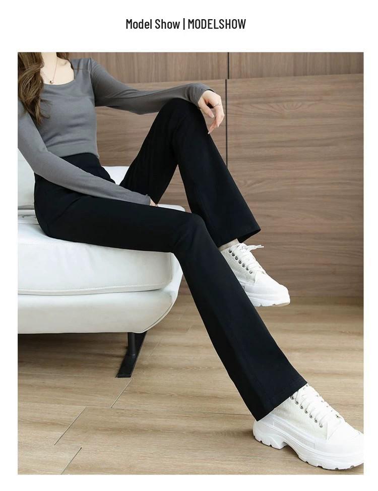 Зимние теплые брюки клеш с высокой посадкой для женщин, больших размеров, прямого кроя, повседневный костюм для весны и осени 2024