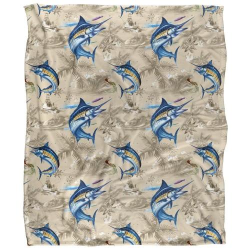 JQ Licensing Jl-Jp-Jq Silky Tiki Flower Fishing Supersoft Blanket