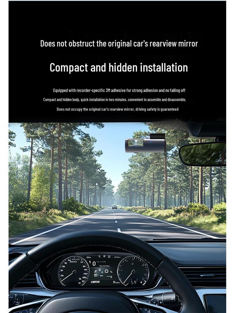 New Car-Mounted Wireless Dash Cam: High-Definition, Screen, Night Vision, Parking Monitoring, Compact Design