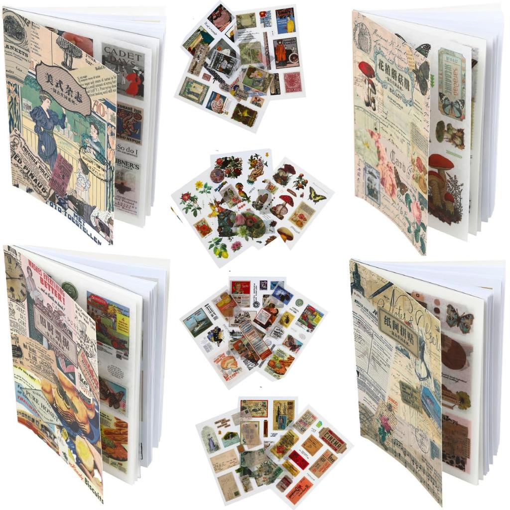 Kansha Heart Набор из 4 материалов для коллажа Печати из чешуек Материалы для коллажа Печати Наклейки Материалы для скрапбукинга Шедевральные материалы Печати Книга Журнал Винтаж