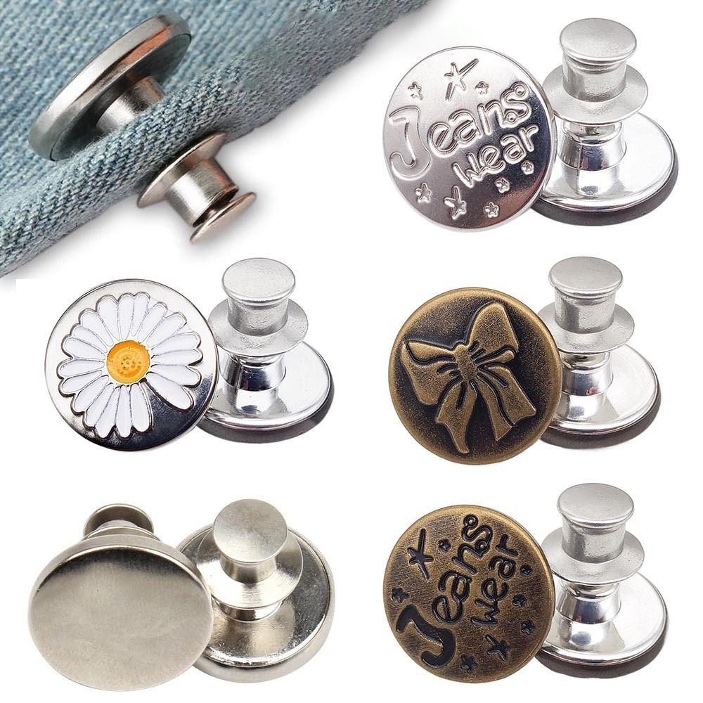 5pcs Replacement No-Sewing Metal Button Detachable Pants Pins Portable Repair Kit