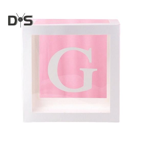 Balloon Box Reusable Clear Paper Box with Letter Stackable DIY Assembly 25 X 25cm Cube Box for Graduation Wedding Birthday Party Decor