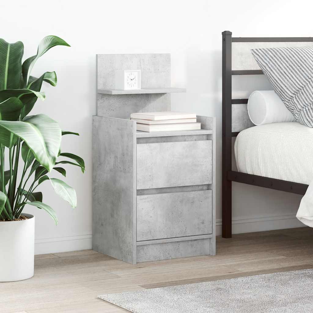 Nightstand with 2 Drawers Concrete Grey 38 x 34 x 80 cm