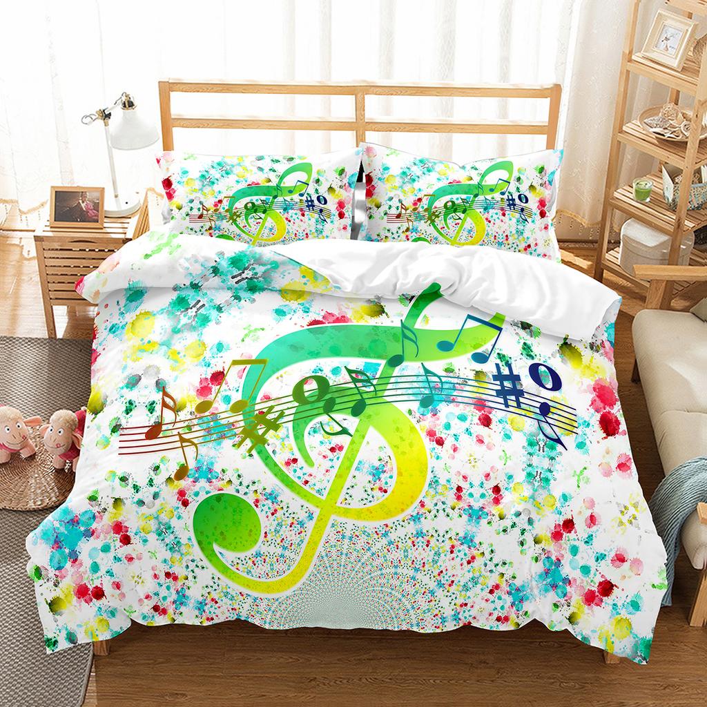 Piano Pattern Duvet Cover Queen King Size Classic Music Themed Bedding Music Pattern Geometric Stripes Room Decor 3 Piece Set