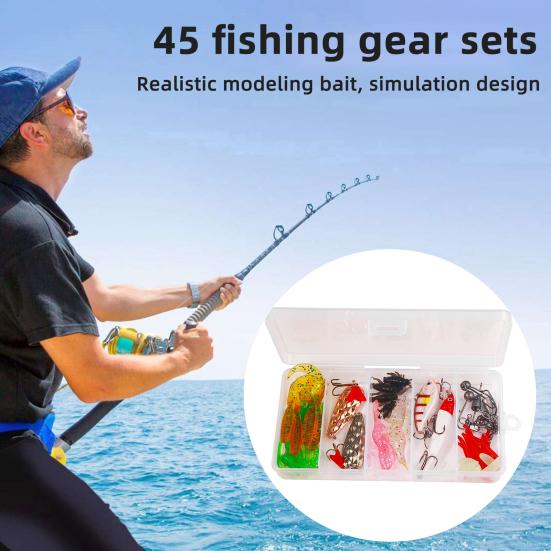 Fishing Lure Set Realistic Looking Vibrant Color Compact Design Portable Soft Lure Fake Bait with Treble Hooks