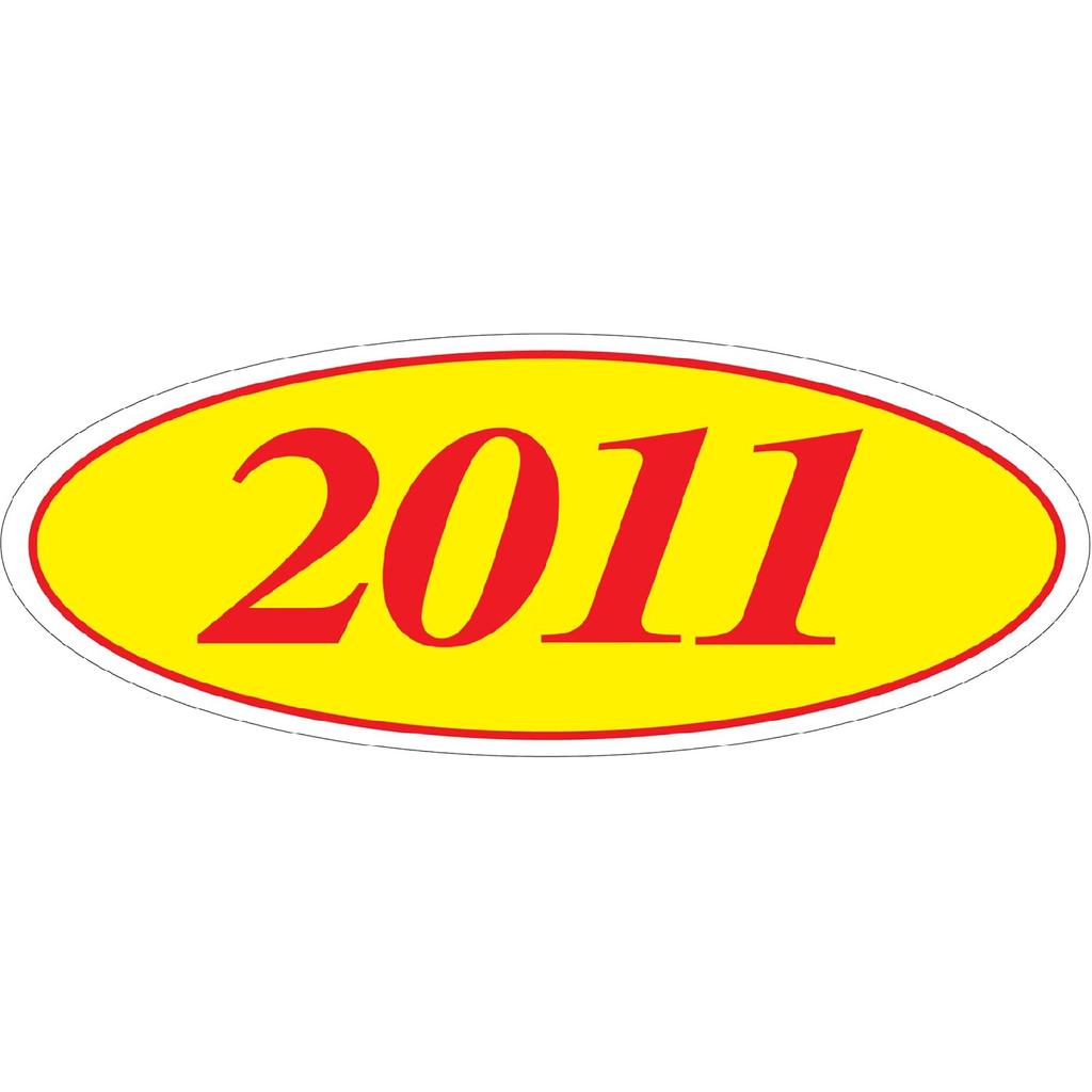 EZ-Line Oval Model Windshield Year Stickers for Car Windows Red and Yellow Large Vinyl Dealership Supplies 1 Dozen Pro Pack (2018)