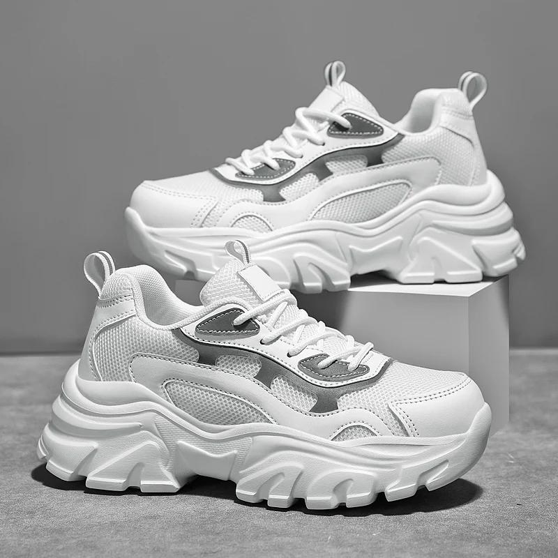 2025 New Women's Platform Light Sports Shoes Breathable Mesh Shoes Increase Men's Sports Casual Shoes Couple Travel Shoes