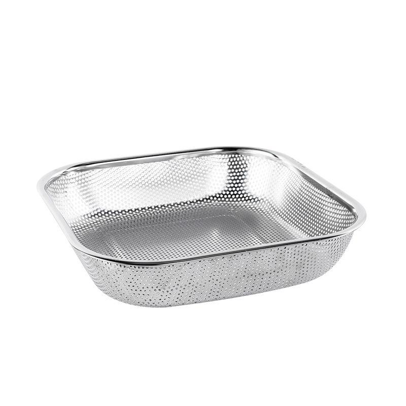 Stainless Steel Dense Hole Drain Basket Rice Sieve Fruit Vegetable Storage Basket Kitchen Mesh Sifter Strainer Cleaning Tools