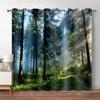 Forest Blackout Curtains Jungle Tree Nature Scenery Window Curtain Living Room Bedroom Waterfall Left and Right Biparting Open