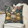 Yousheng Easter Bunny Pillowcase Imitation Embroidery Lamb And Chick Print Pillowcase Farmhouse Throw Pillow Cover for Parties Living Room Couch Sofa
