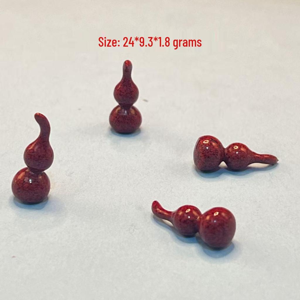 Original Gold-Plated Cinnabar Turtle Shell Fu Plaque and Gourd Pouch Accessories