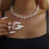 3 Pieces of Fashionable and Trendy Women's Sparkling Pearl Set, Rhinestone Necklace, Earrings, Party and Banquet Accessories