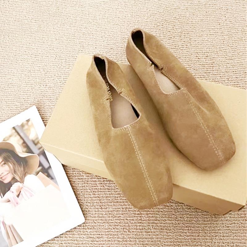 Fashion AIYUQI Women's Flat Shoes Genuine Leather Non-slip Square Toe Ballet Shoes Female Moccasins Large Size Slip-on Loafers For Women
