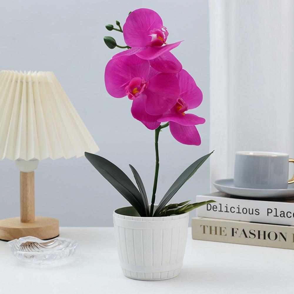 Бонсай 'Симуляция Бабочки Орхидеи с 4 Головами', Мягкая Резина, 3D, Искусственное Растение в Горшке, Свадебное Украшение, Декор Стола